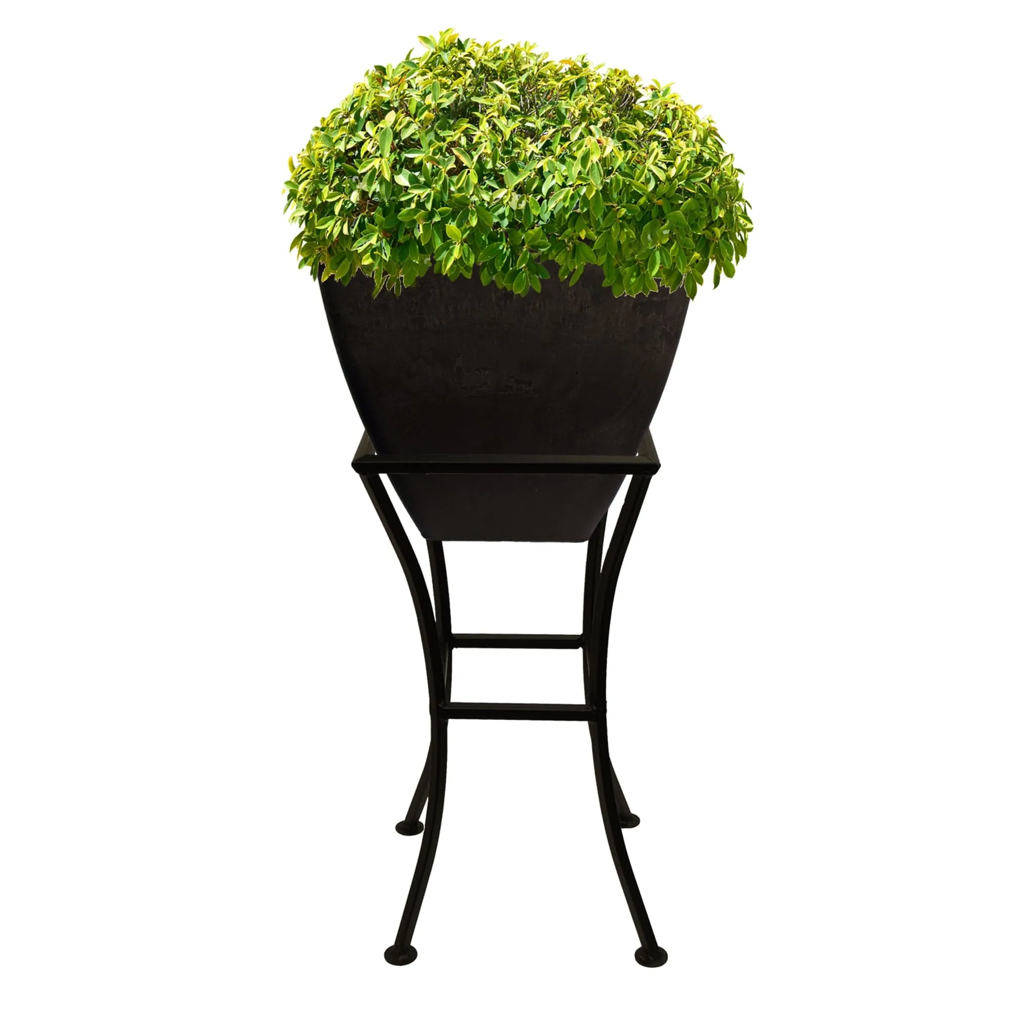 12" Square Garden Planter with Wrought Iron Stand Graphite