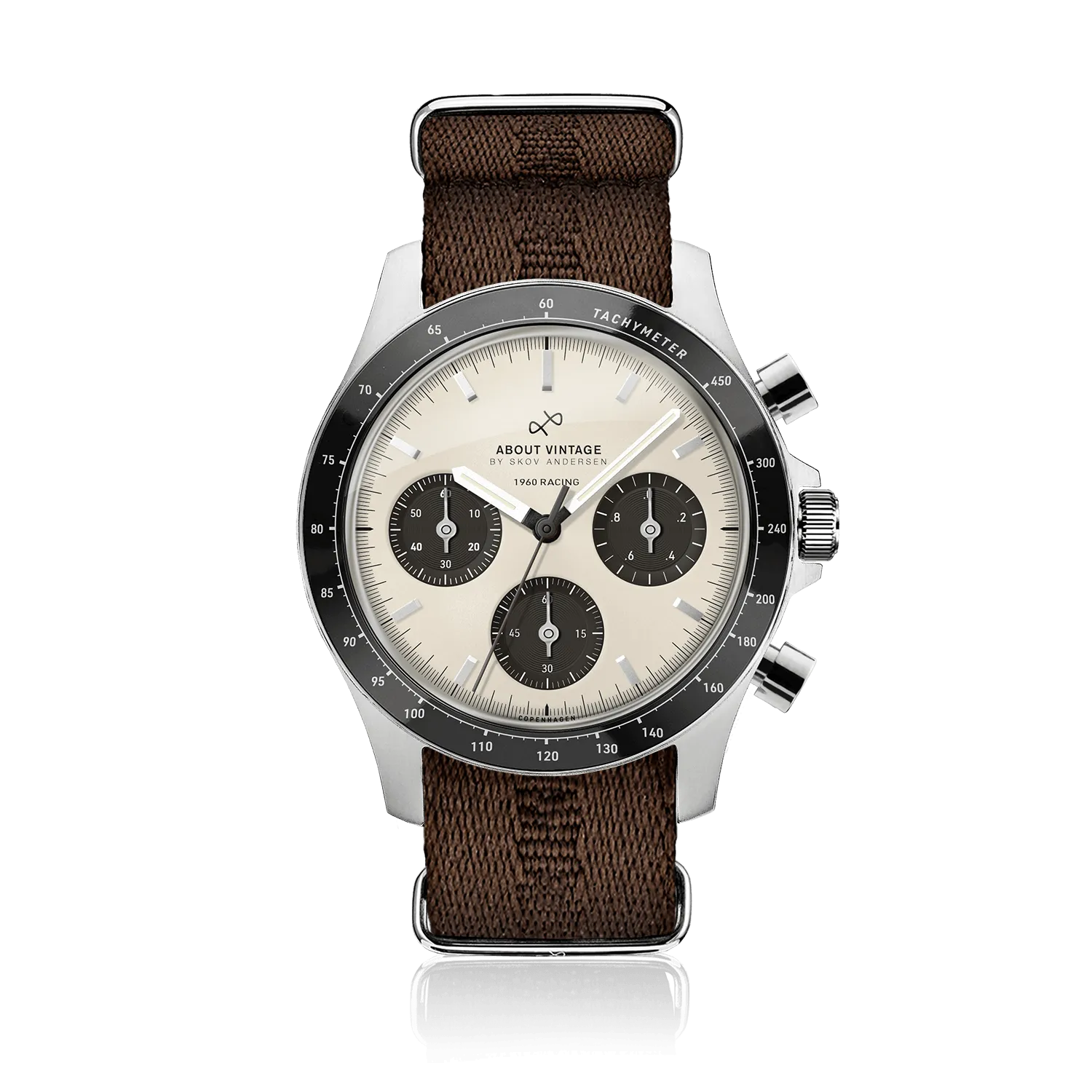 1960 Racing Chronograph. Steel / Off White & Black