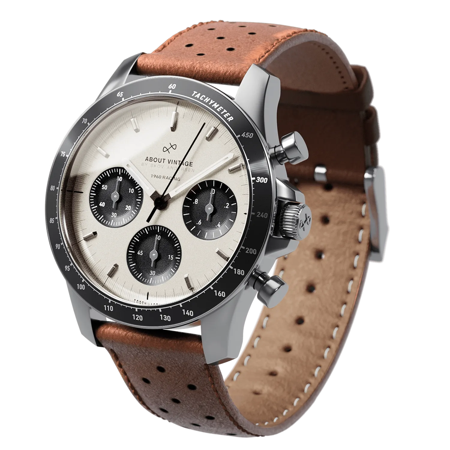 1960 Racing Chronograph. Steel / Off White & Black