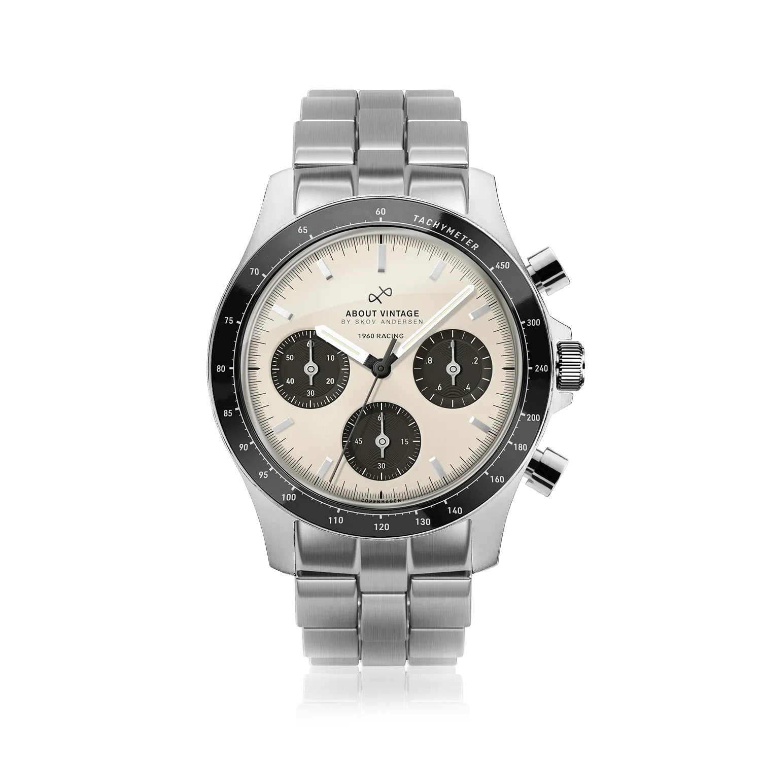 1960 Racing Chronograph. Steel / Off White & Black