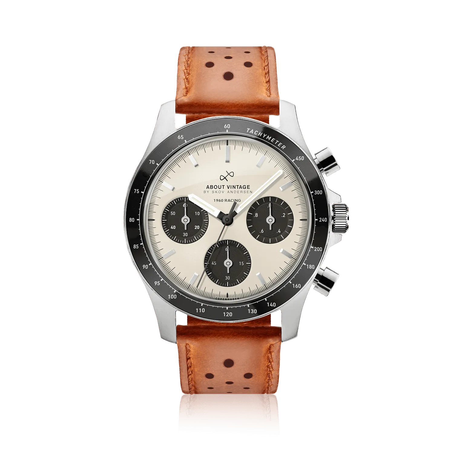 1960 Racing Chronograph. Steel / Off White & Black