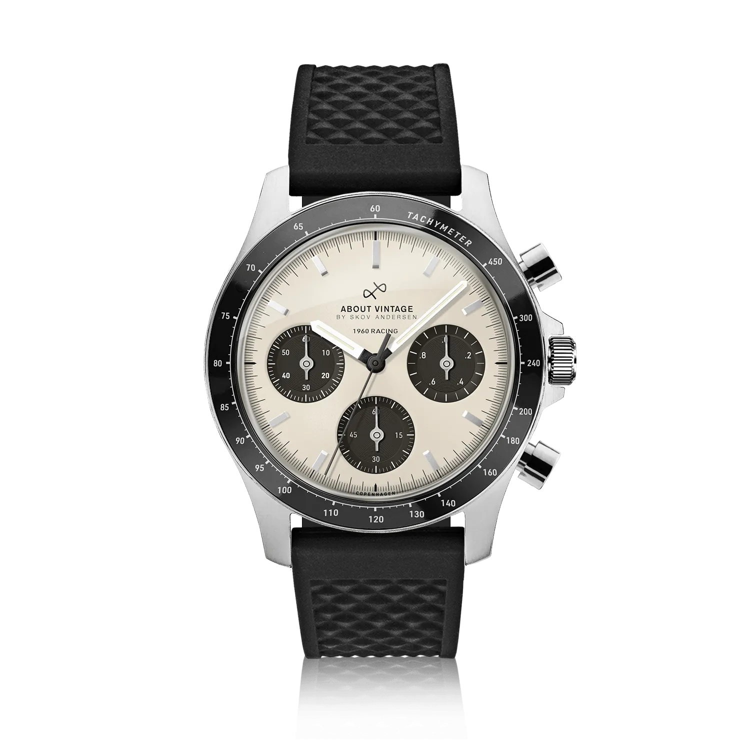 1960 Racing Chronograph. Steel / Off White & Black