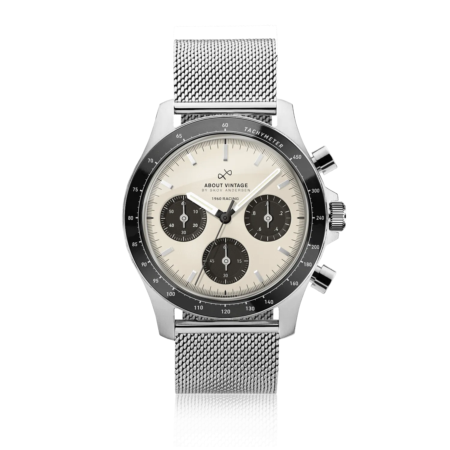 1960 Racing Chronograph. Steel / Off White & Black