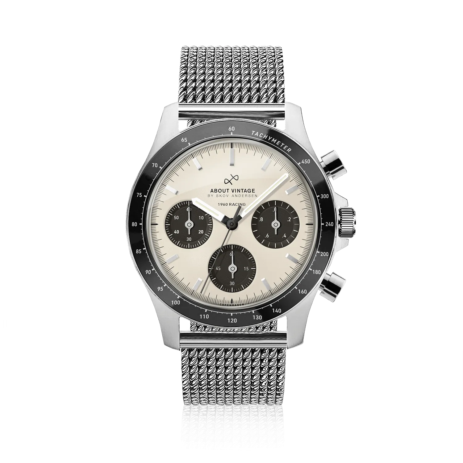 1960 Racing Chronograph. Steel / Off White & Black