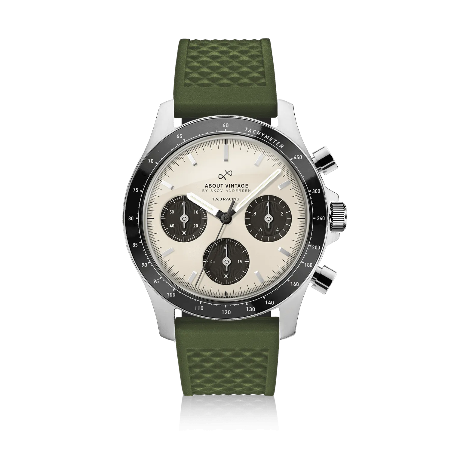 1960 Racing Chronograph. Steel / Off White & Black