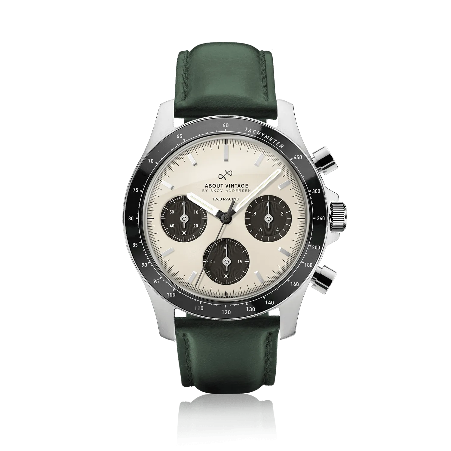 1960 Racing Chronograph. Steel / Off White & Black