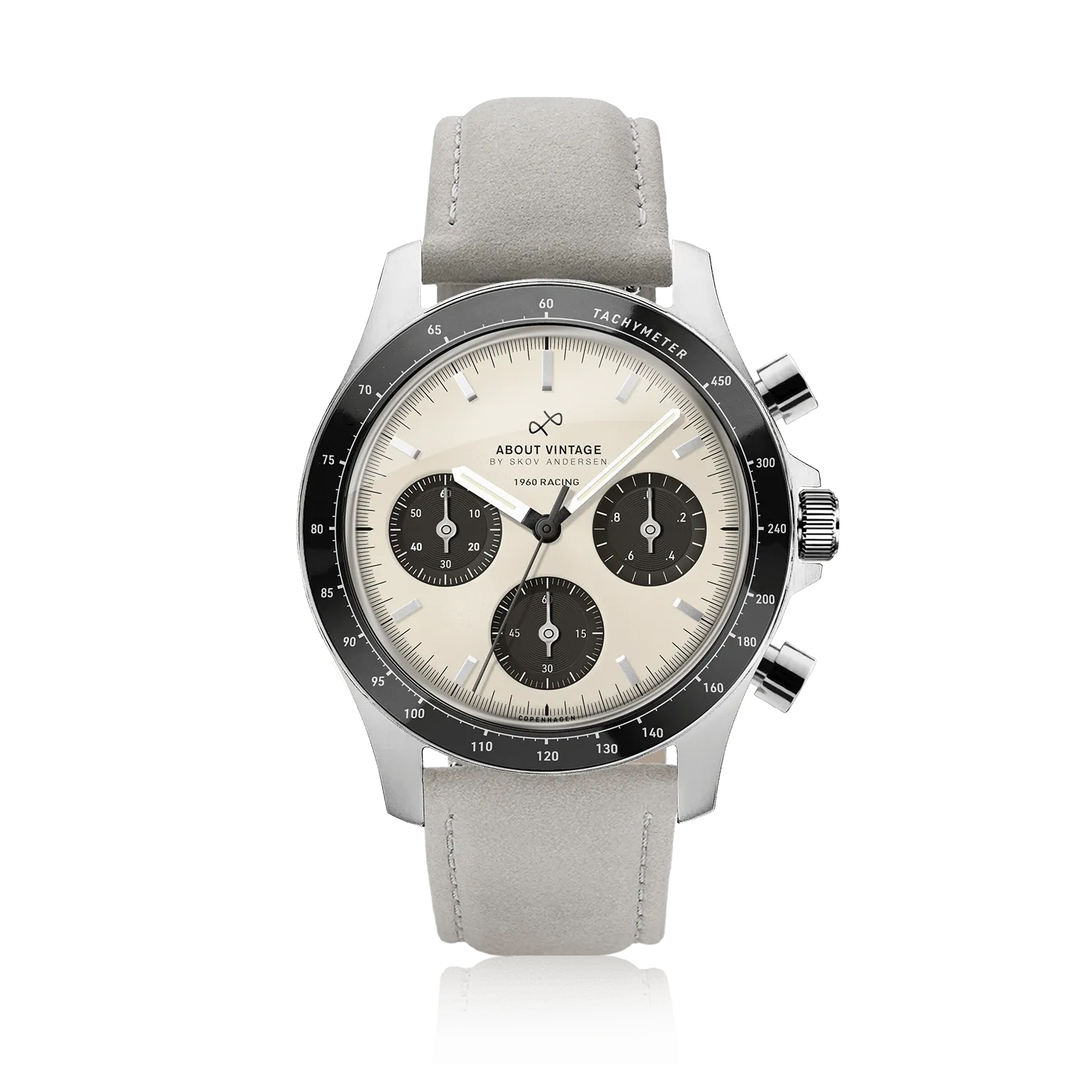 1960 Racing Chronograph. Steel / Off White & Black