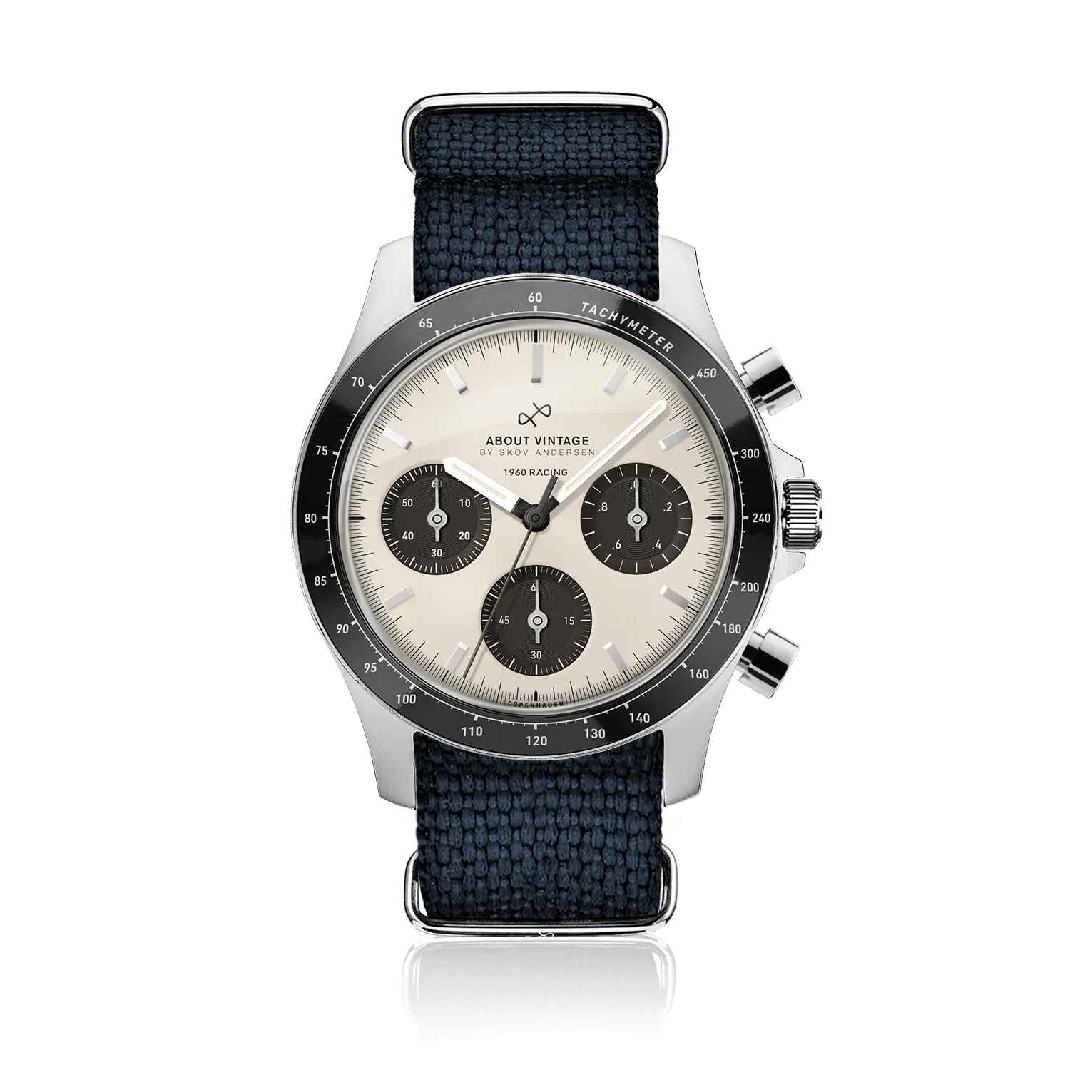 1960 Racing Chronograph. Steel / Off White & Black
