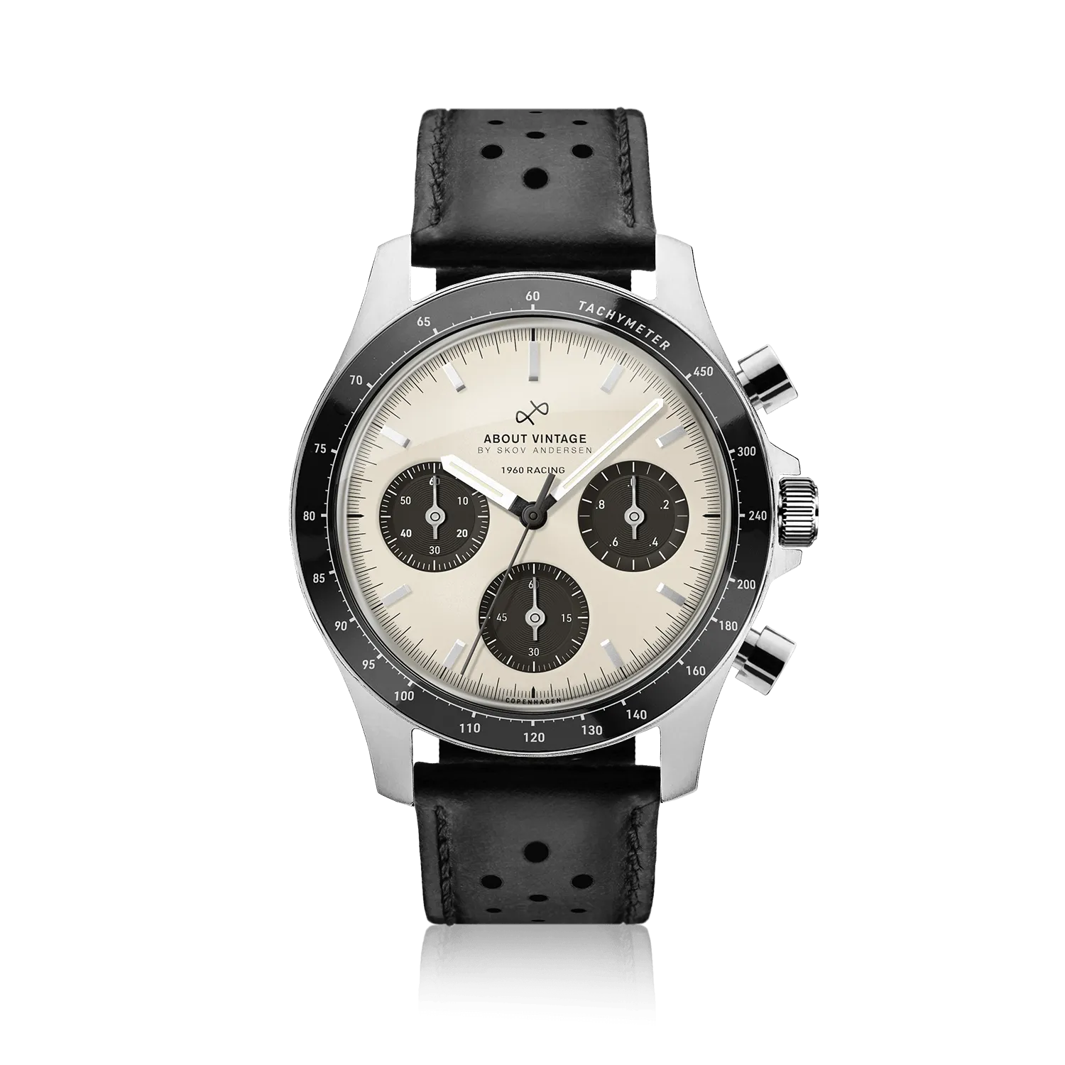 1960 Racing Chronograph. Steel / Off White & Black