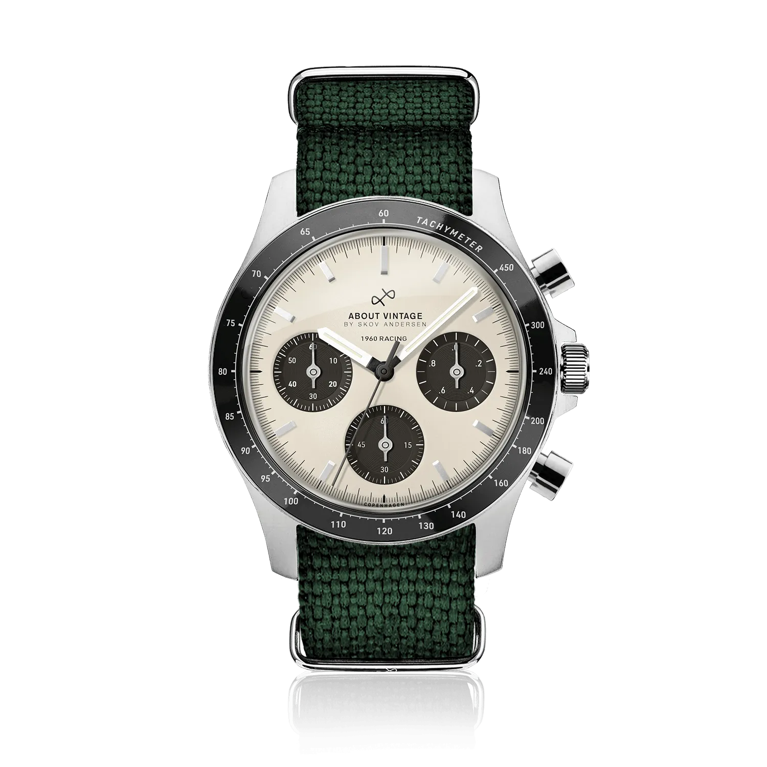 1960 Racing Chronograph. Steel / Off White & Black
