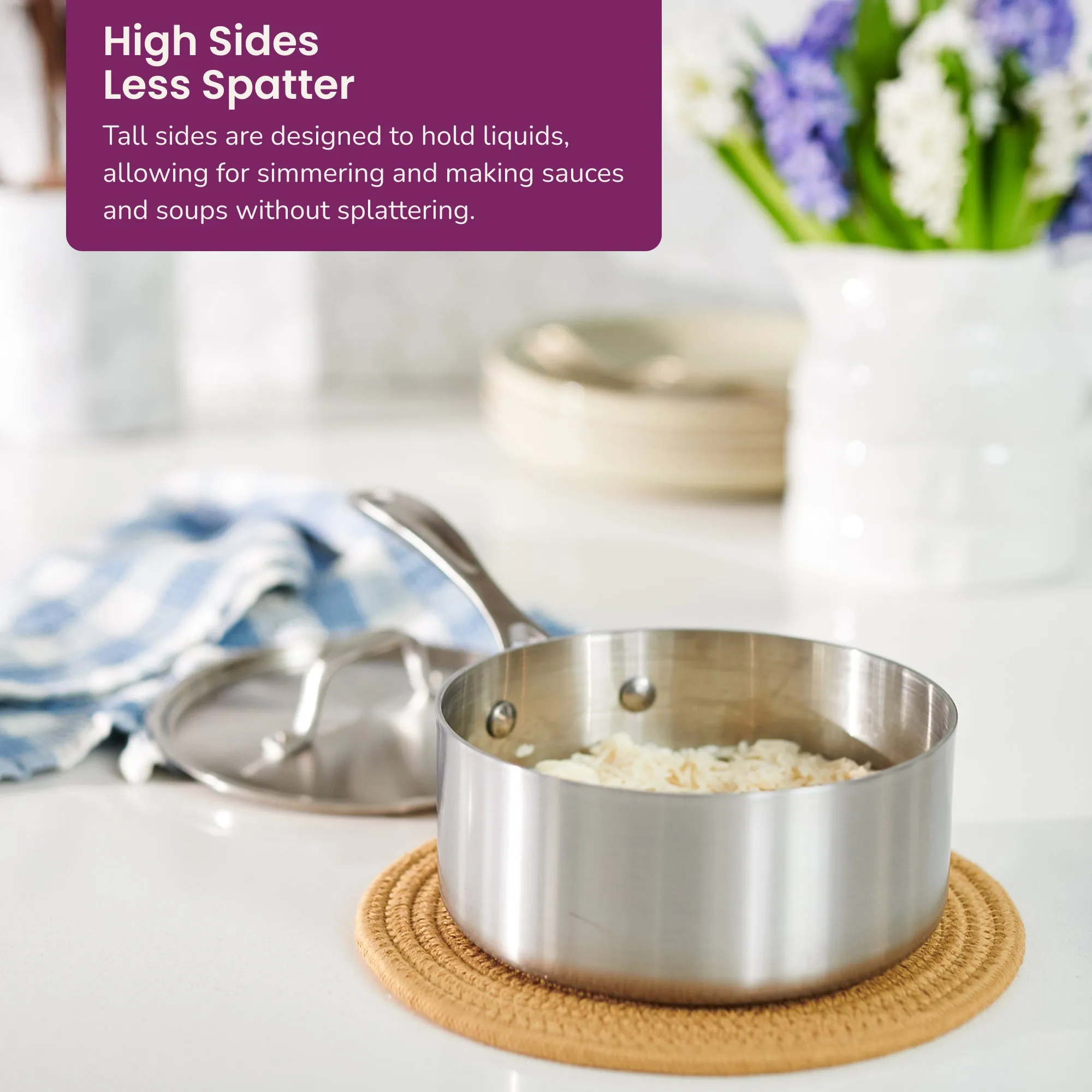 2-quart Covered Stainless Steel Saucepan