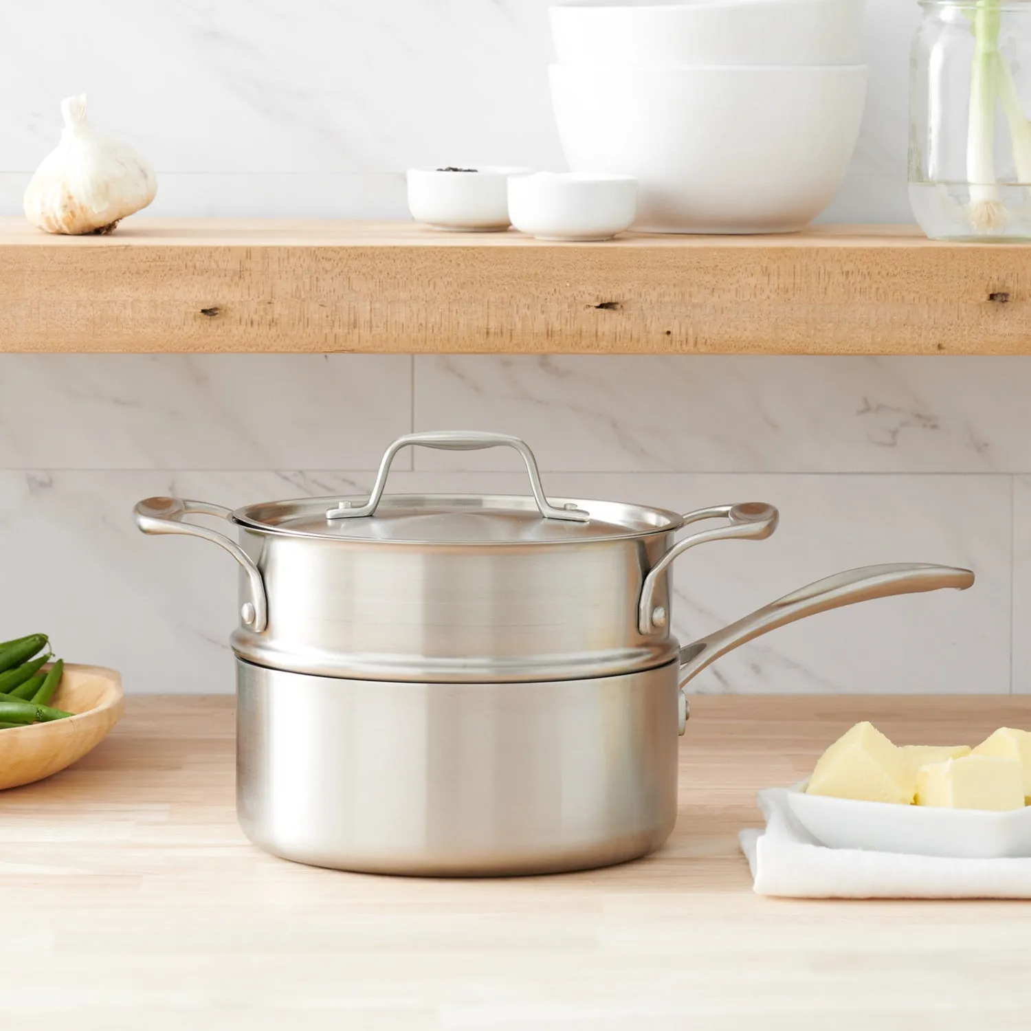 2-quart Covered Stainless Steel Saucepan