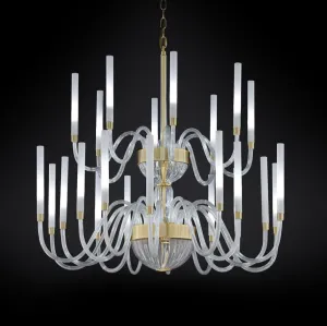 2 Tier Modern Frosted Glass Chandelier With Tube Diffuser