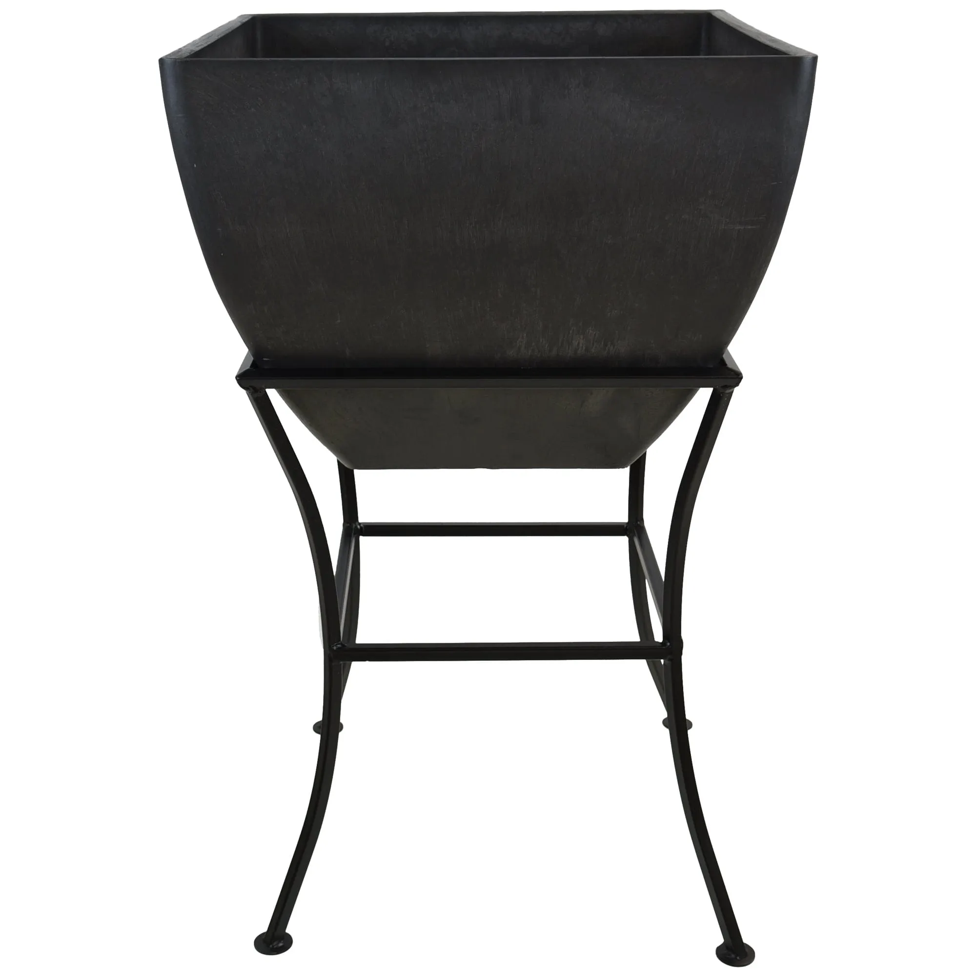 20" Square Garden Planter with Wrought Iron Stand Graphite