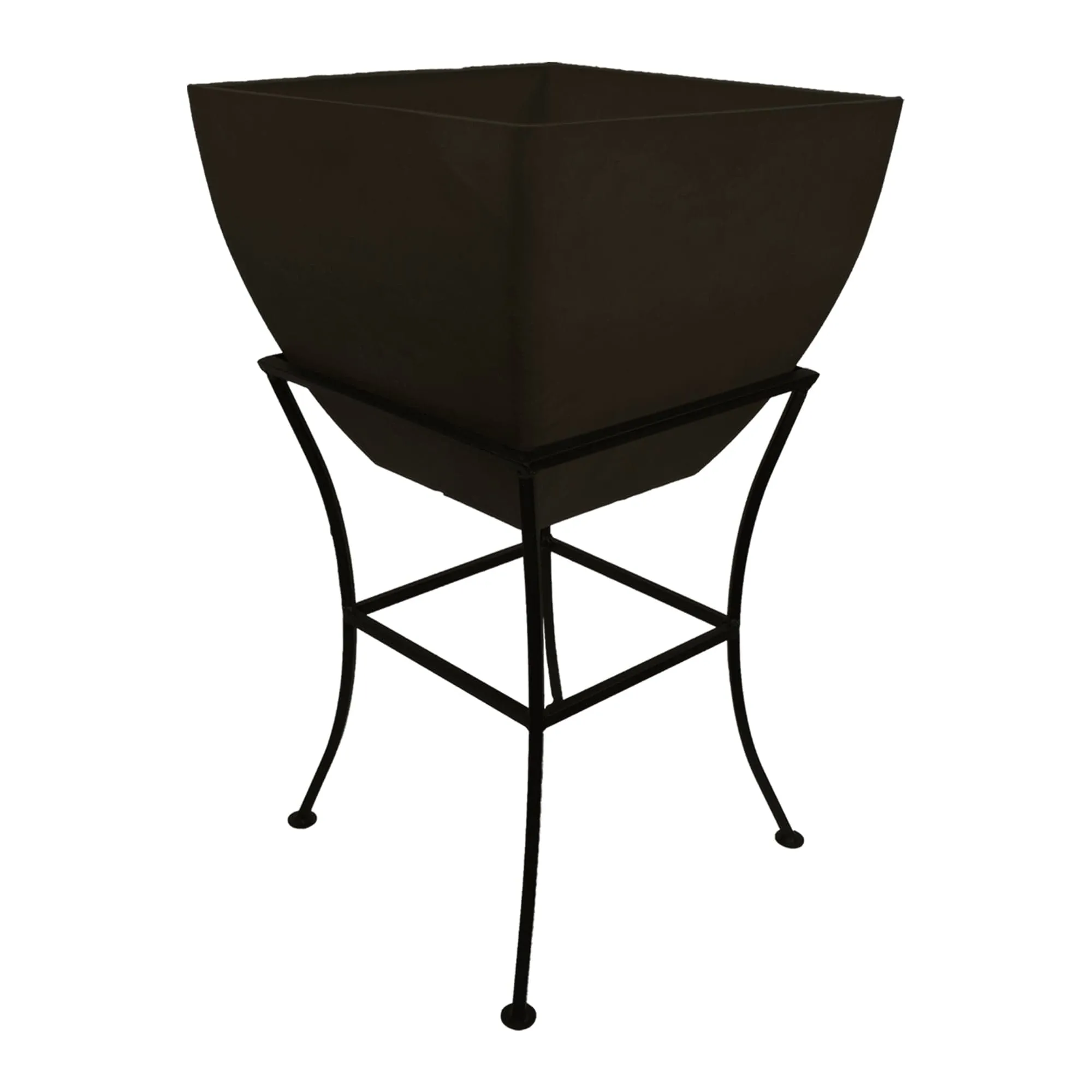 20" Square Garden Planter with Wrought Iron Stand Graphite