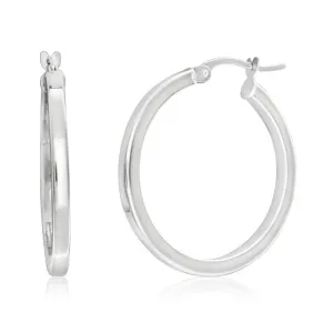9ct White Gold square 20mm hoop Earrings