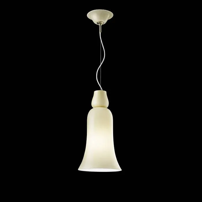 Anni Trenta Straw Yellow Or White Glass Pendant From Venini