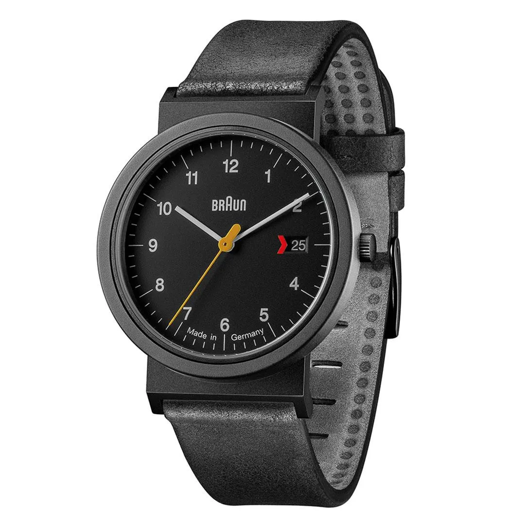AW10 Braun gents EVO classic watch - black dial and black leather strap