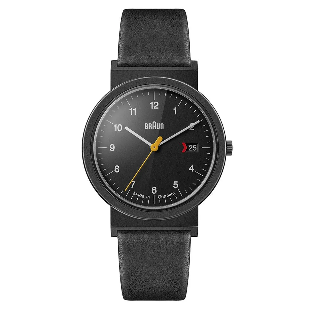 AW10 Braun gents EVO classic watch - black dial and black leather strap