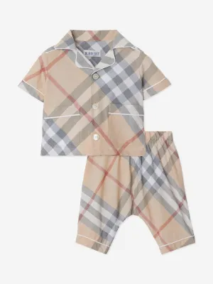 Baby Boys Check Carey Outfit Set in Beige
