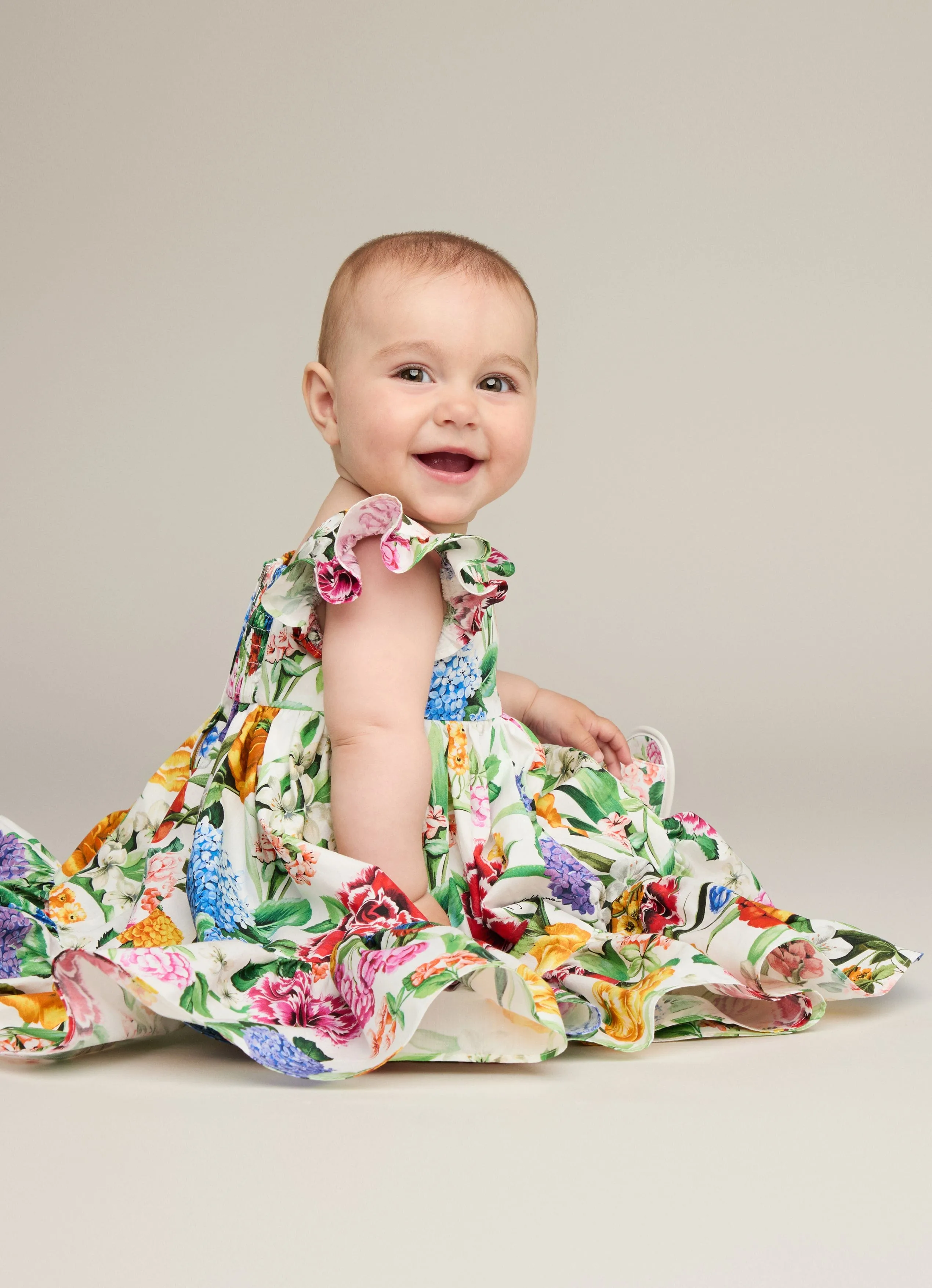 Baby Girls Floral Print Dress in Multicolour