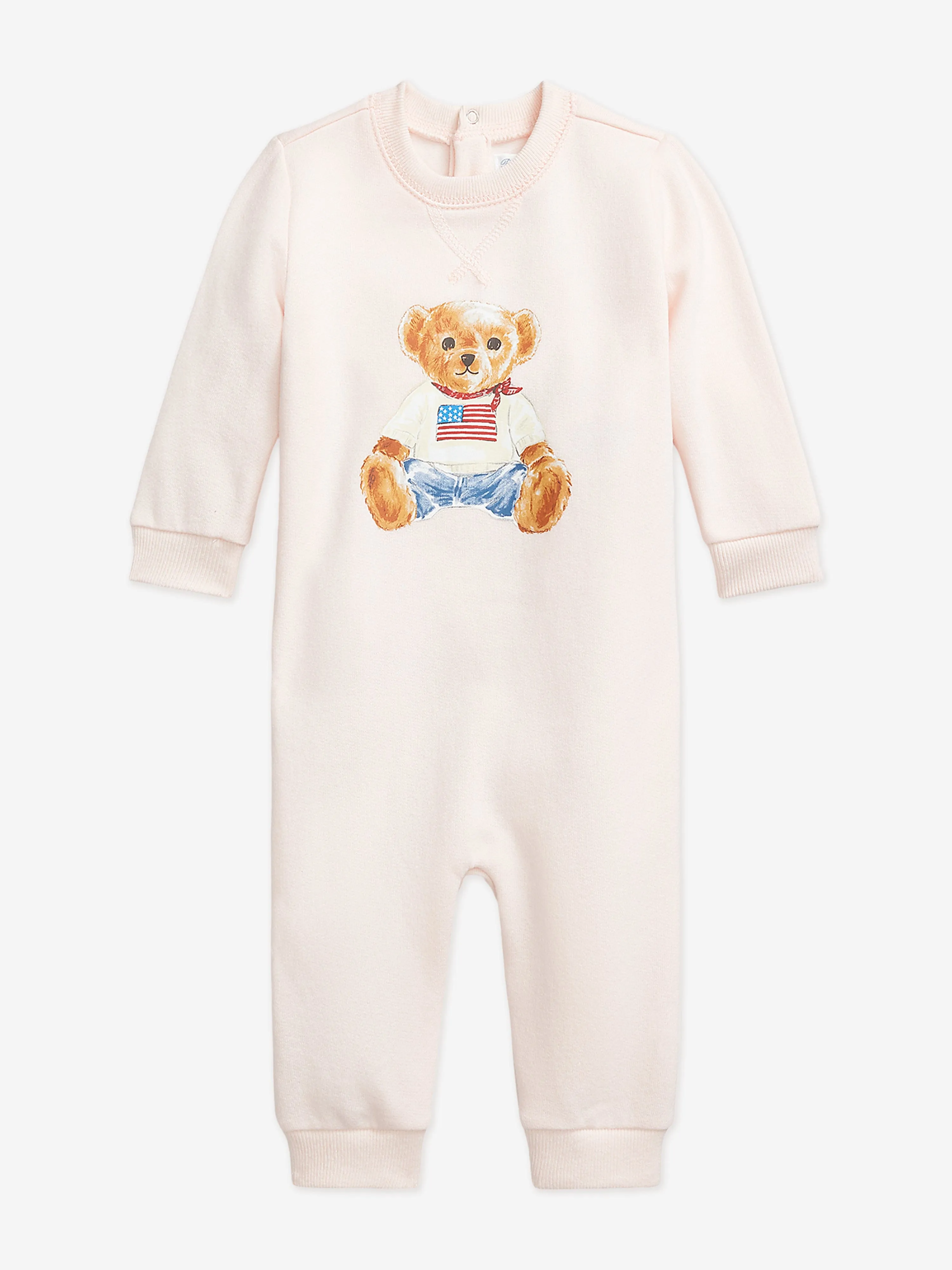 Baby Girls Polo Bear Romper in Pink