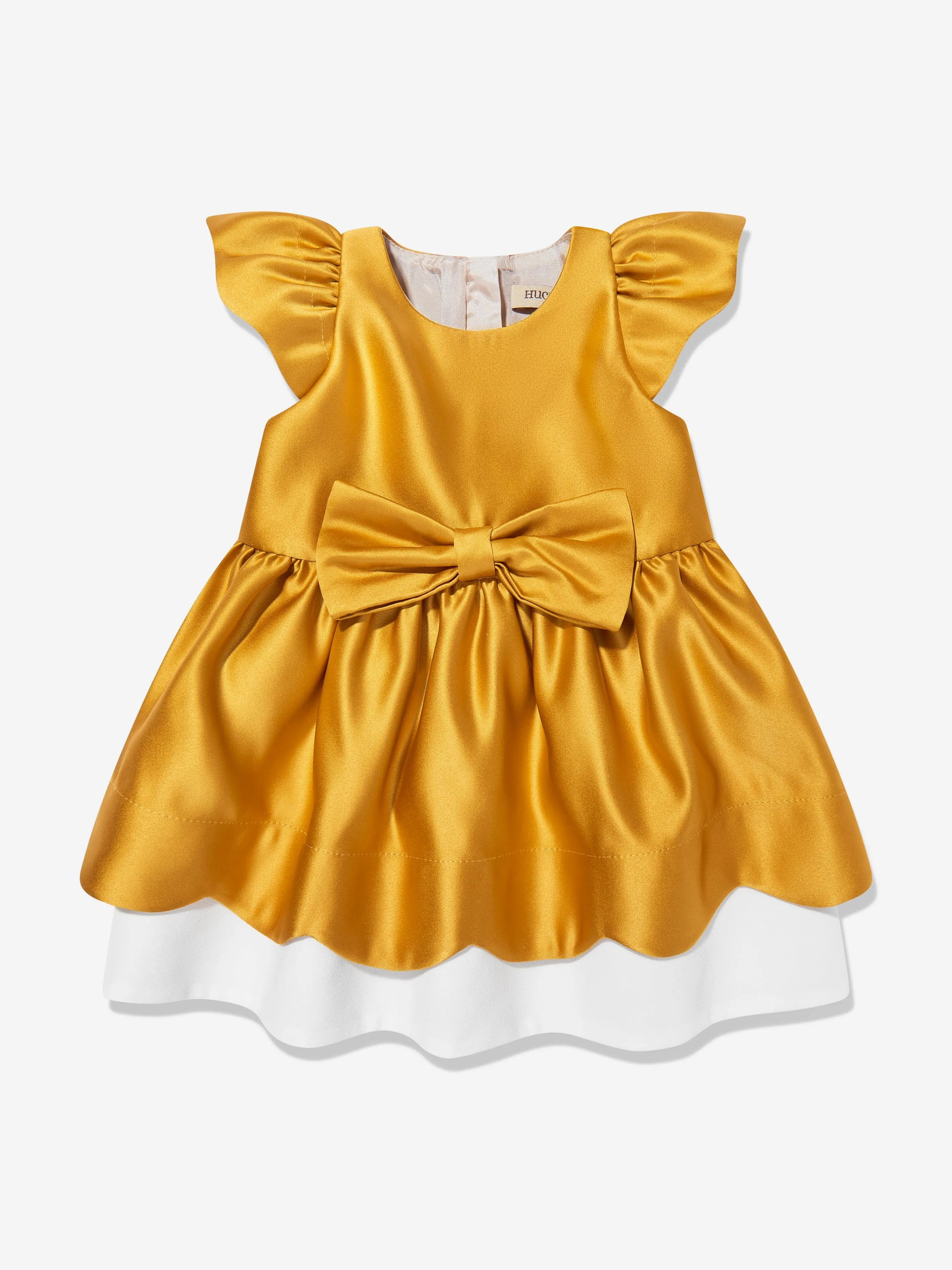 Baby Girls Scalloped Bodice Dress and Bloomers in Yellow