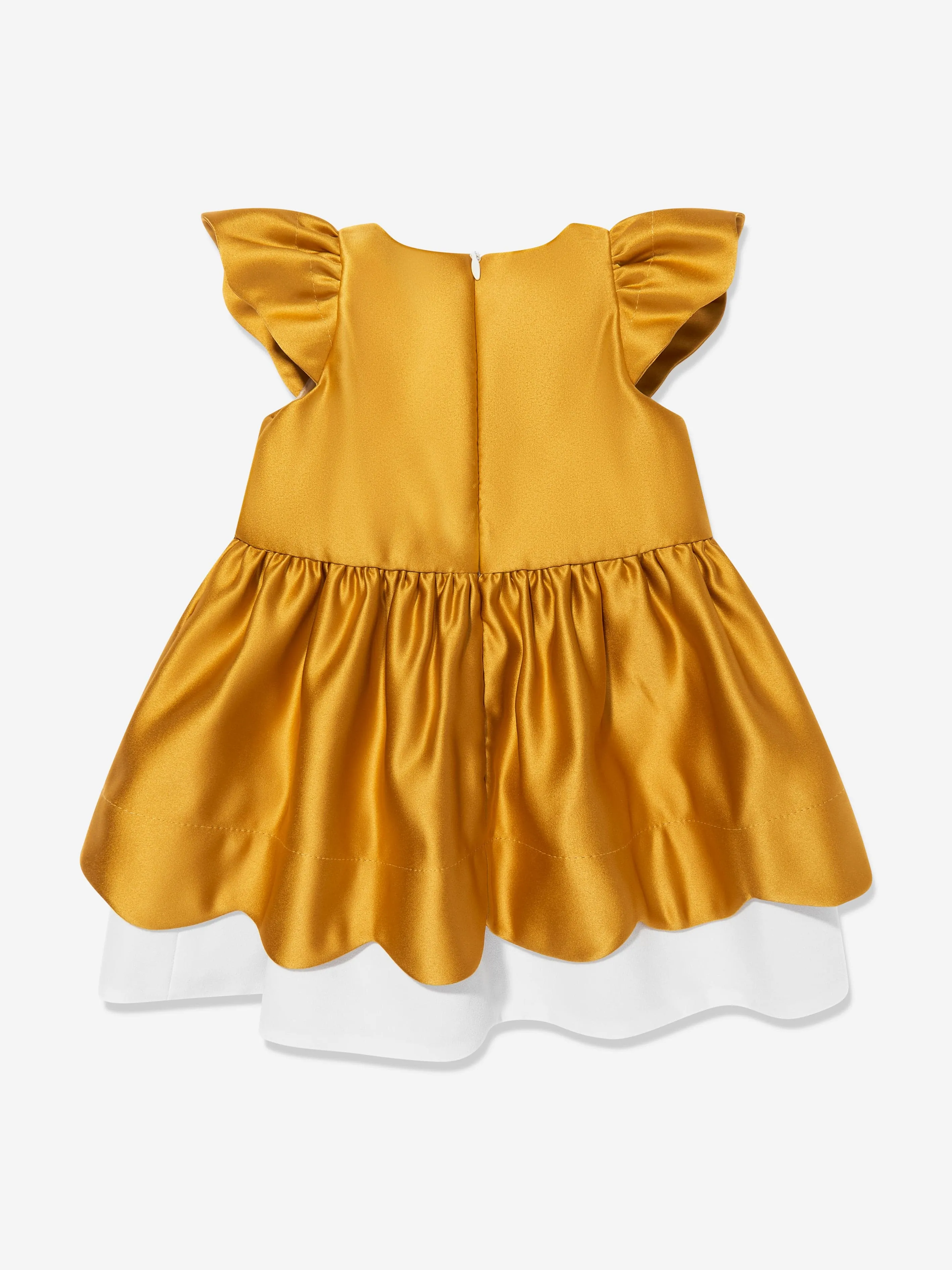 Baby Girls Scalloped Bodice Dress and Bloomers in Yellow