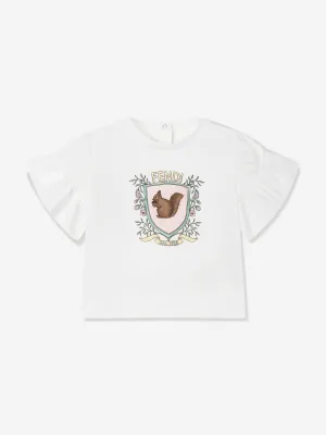 Baby Girls Squirrel T-Shirt in White