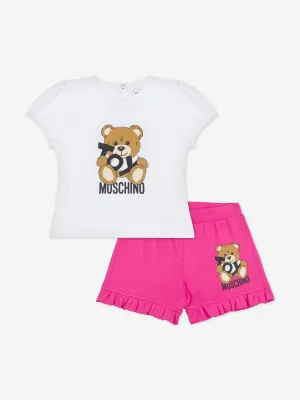 Baby Girls Teddy Bear Short Set in Pink