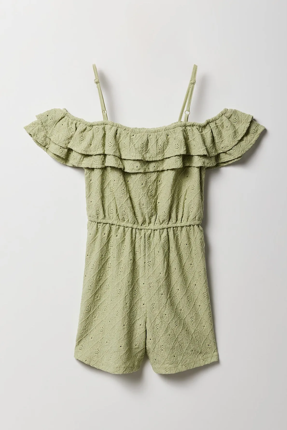 Barboteuse en tricot pointelle à épaule dégagée pour filles