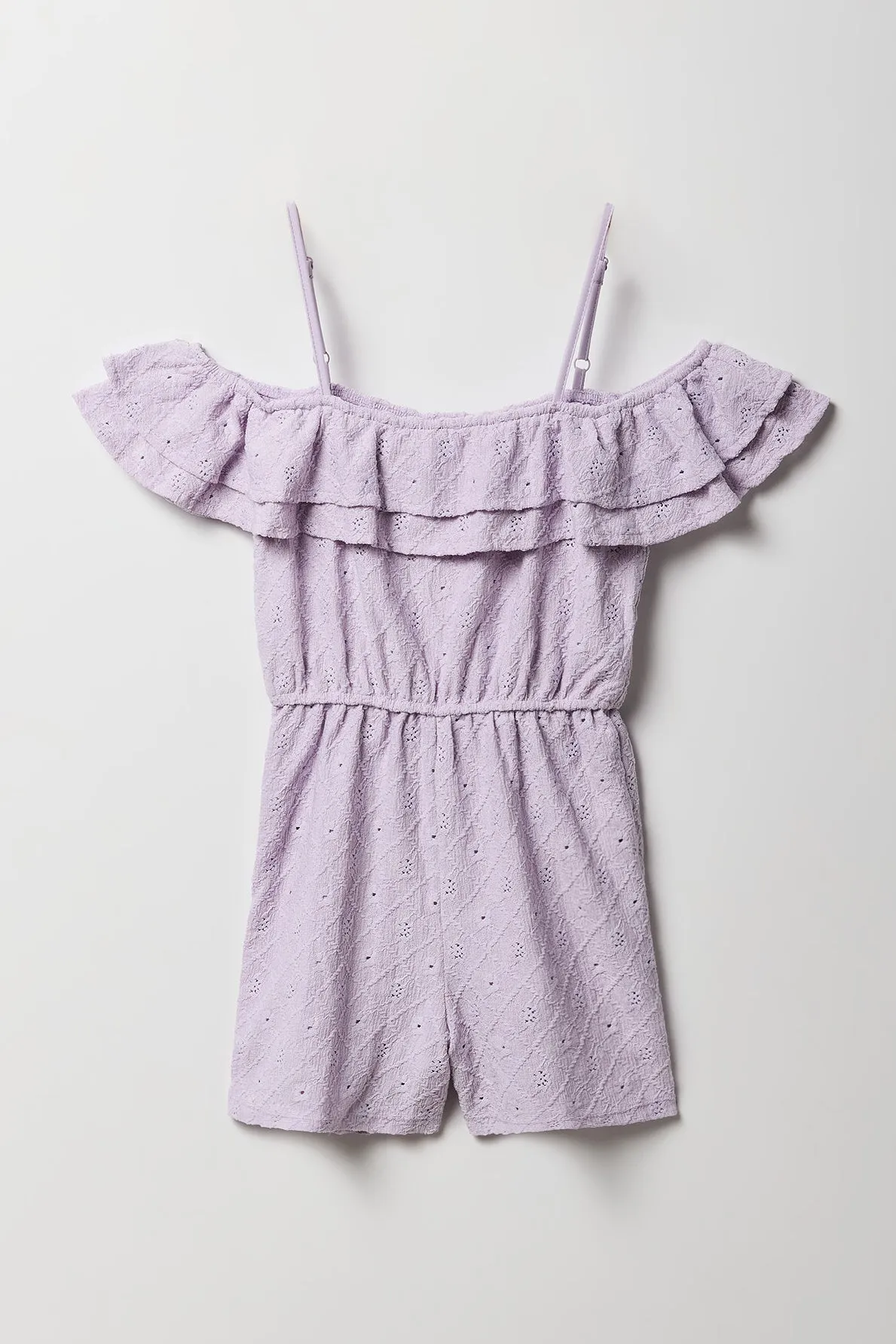 Barboteuse en tricot pointelle à épaule dégagée pour filles