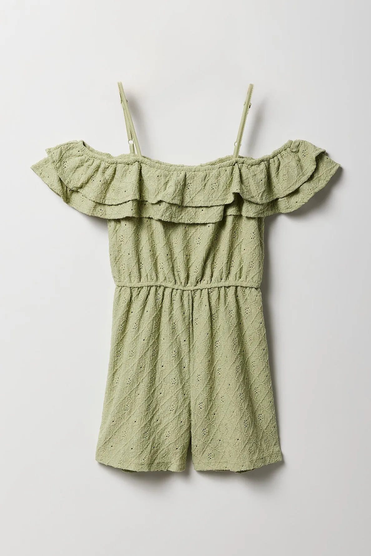 Barboteuse en tricot pointelle à épaule dégagée pour filles