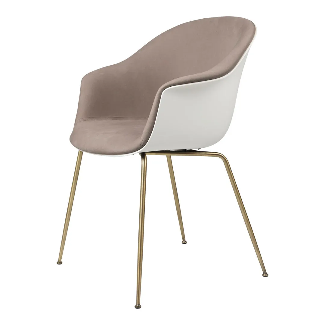 Bat Dining Chair - Antique Brass Conic Base - Front Upholstered