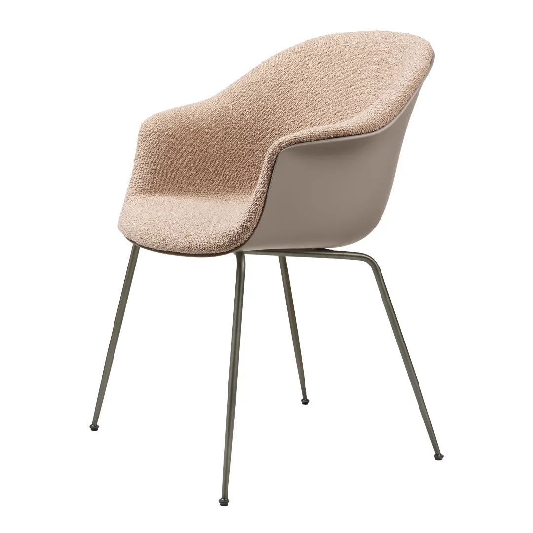 Bat Dining Chair - Antique Brass Conic Base - Front Upholstered