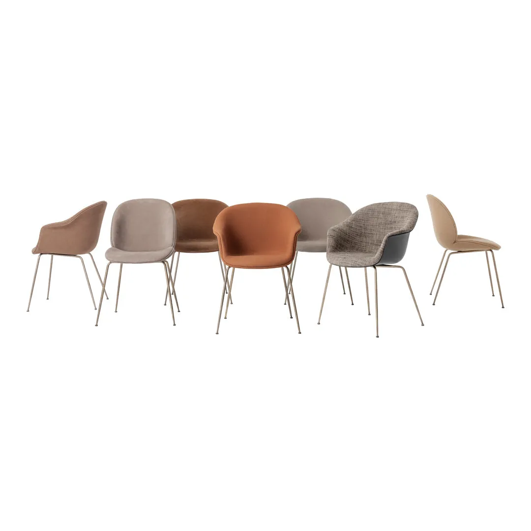 Bat Dining Chair - Antique Brass Conic Base - Front Upholstered