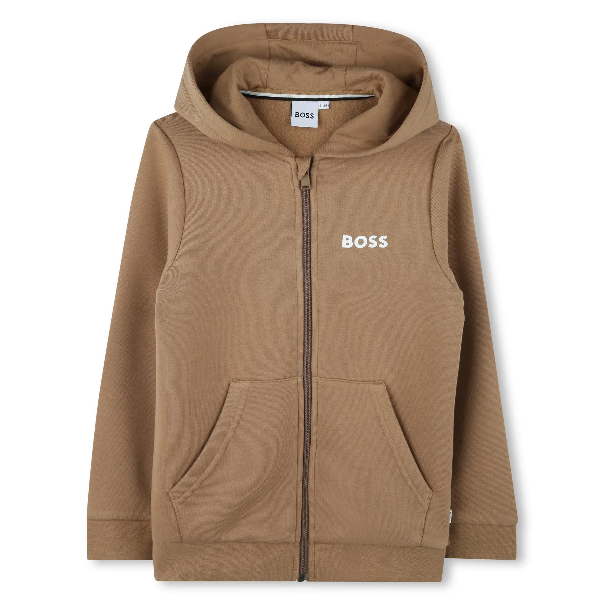 Beige Logo Hooded Zip Up