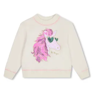 Beige Sequin Horse Applique Sweater