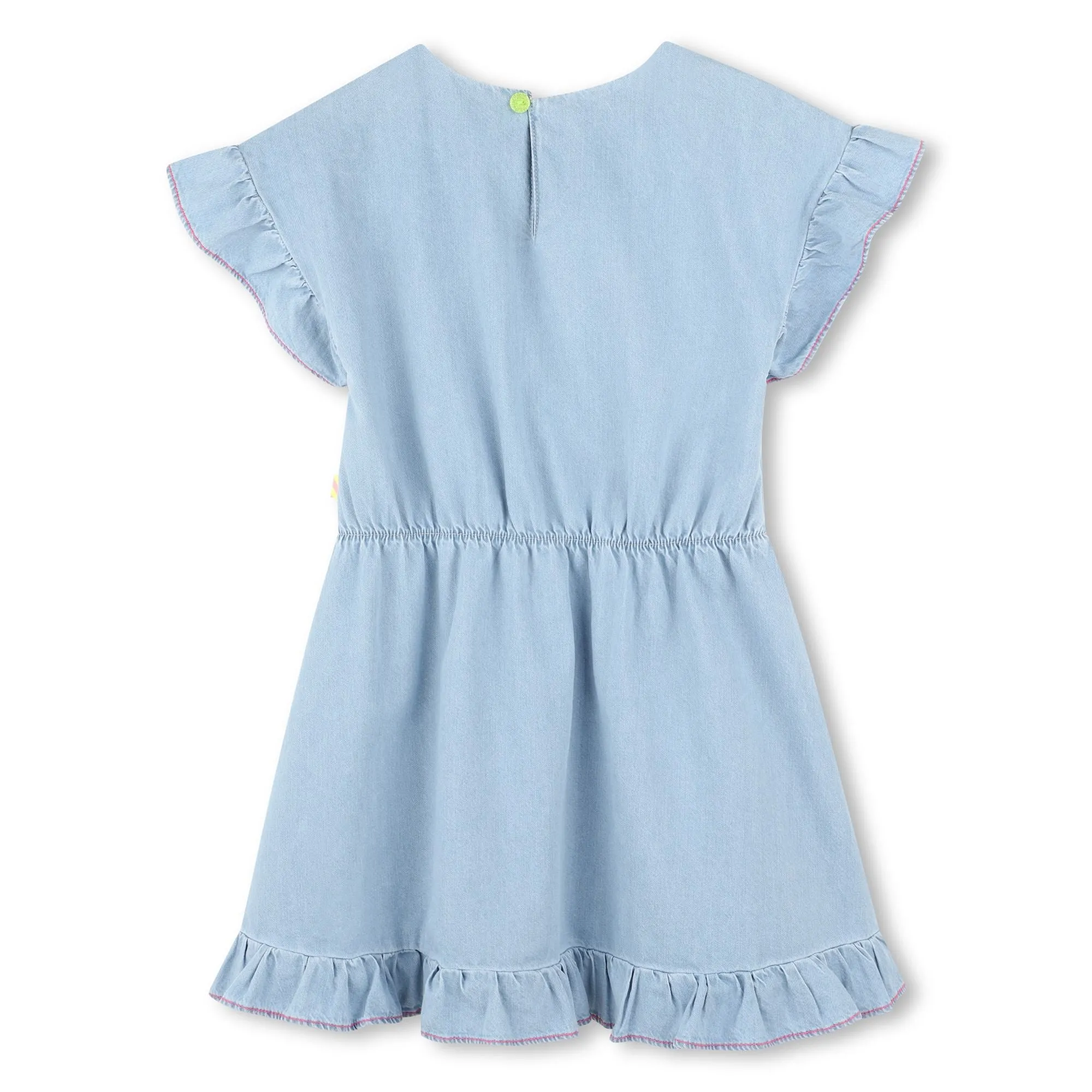 Blue Bleach Denim Embroidered Dress