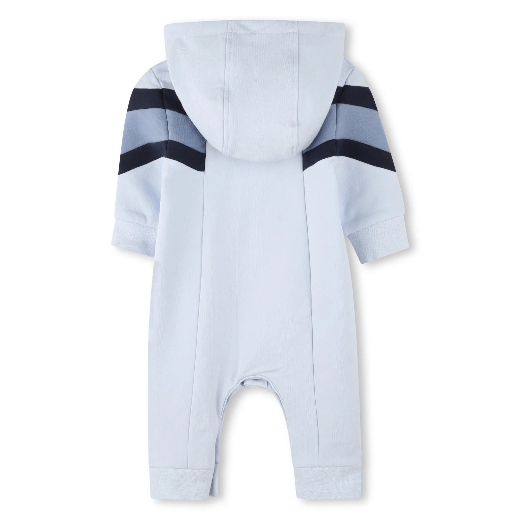 Blue Colorblock Hooded Romper