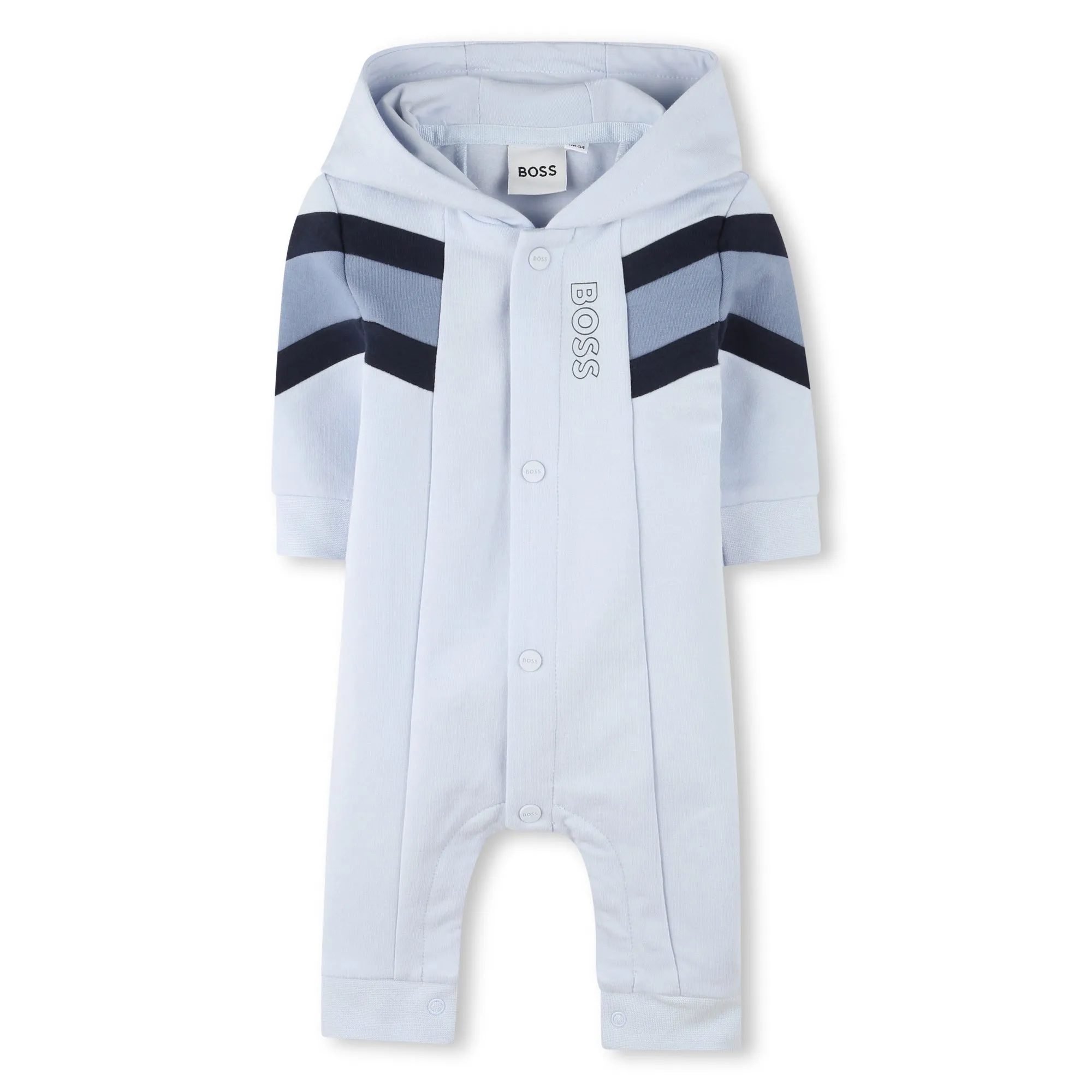 Blue Colorblock Hooded Romper