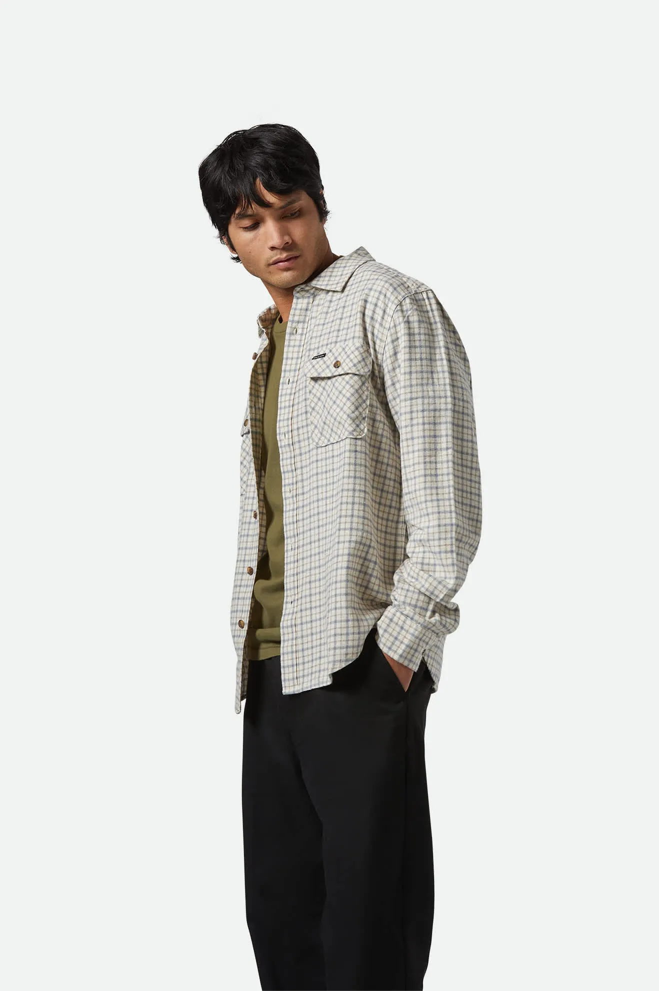 Bowery Lightweight Ultra Soft L/S Flannel - Whitecap/Basalt