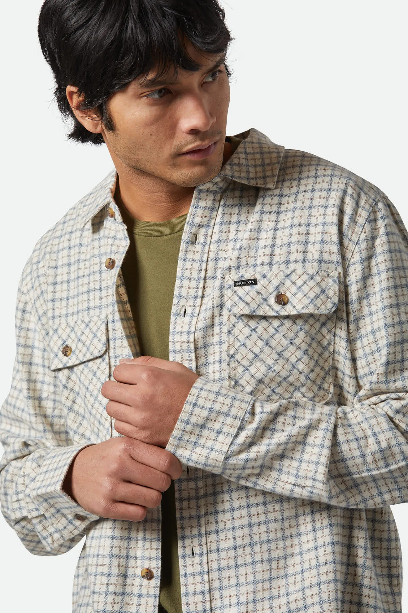 Bowery Lightweight Ultra Soft L/S Flannel - Whitecap/Basalt