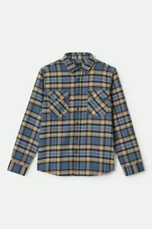 Bowery L/S Flannel - Azure Blue/Washed Navy/Sand