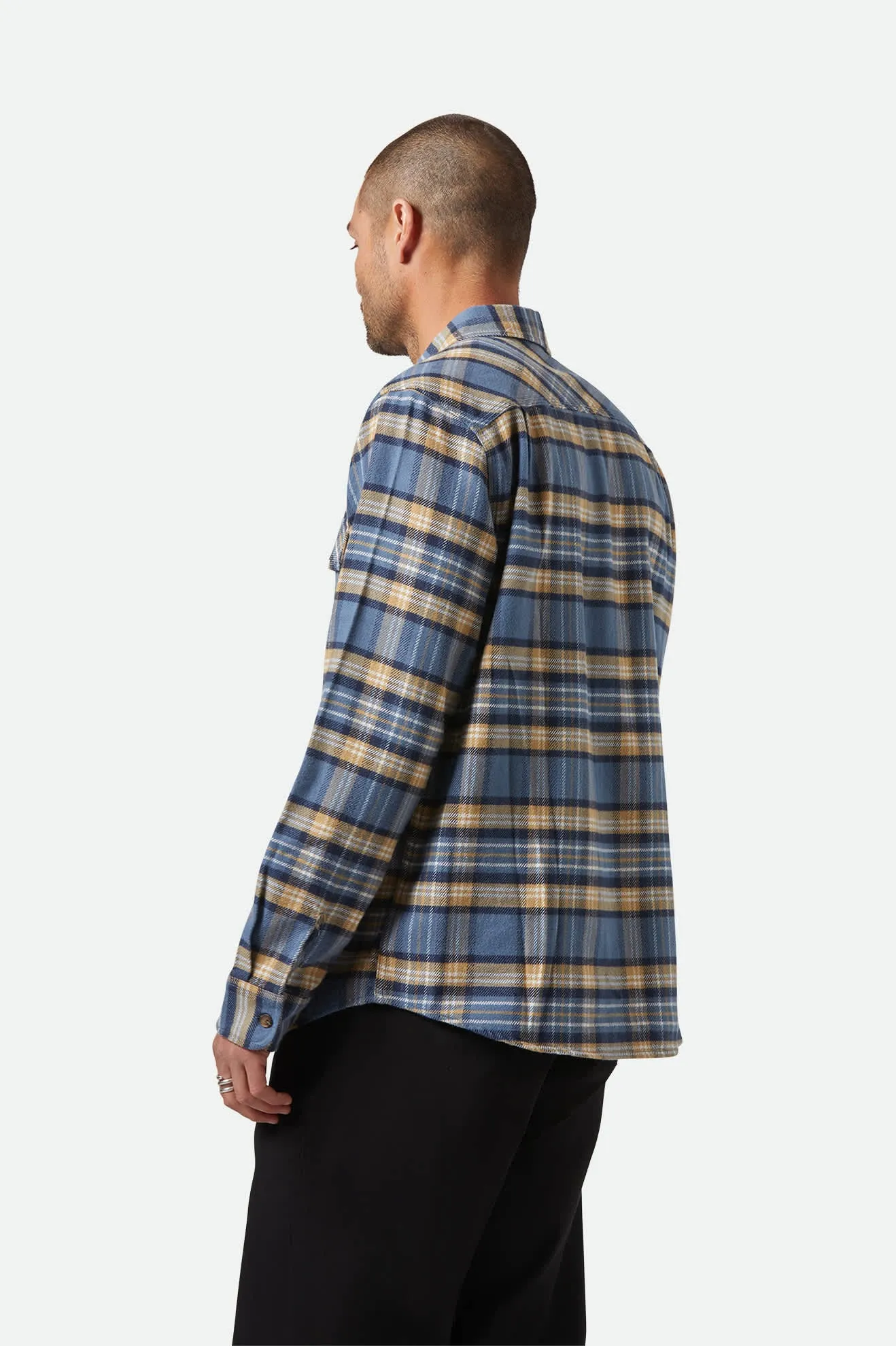 Bowery L/S Flannel - Azure Blue/Washed Navy/Sand