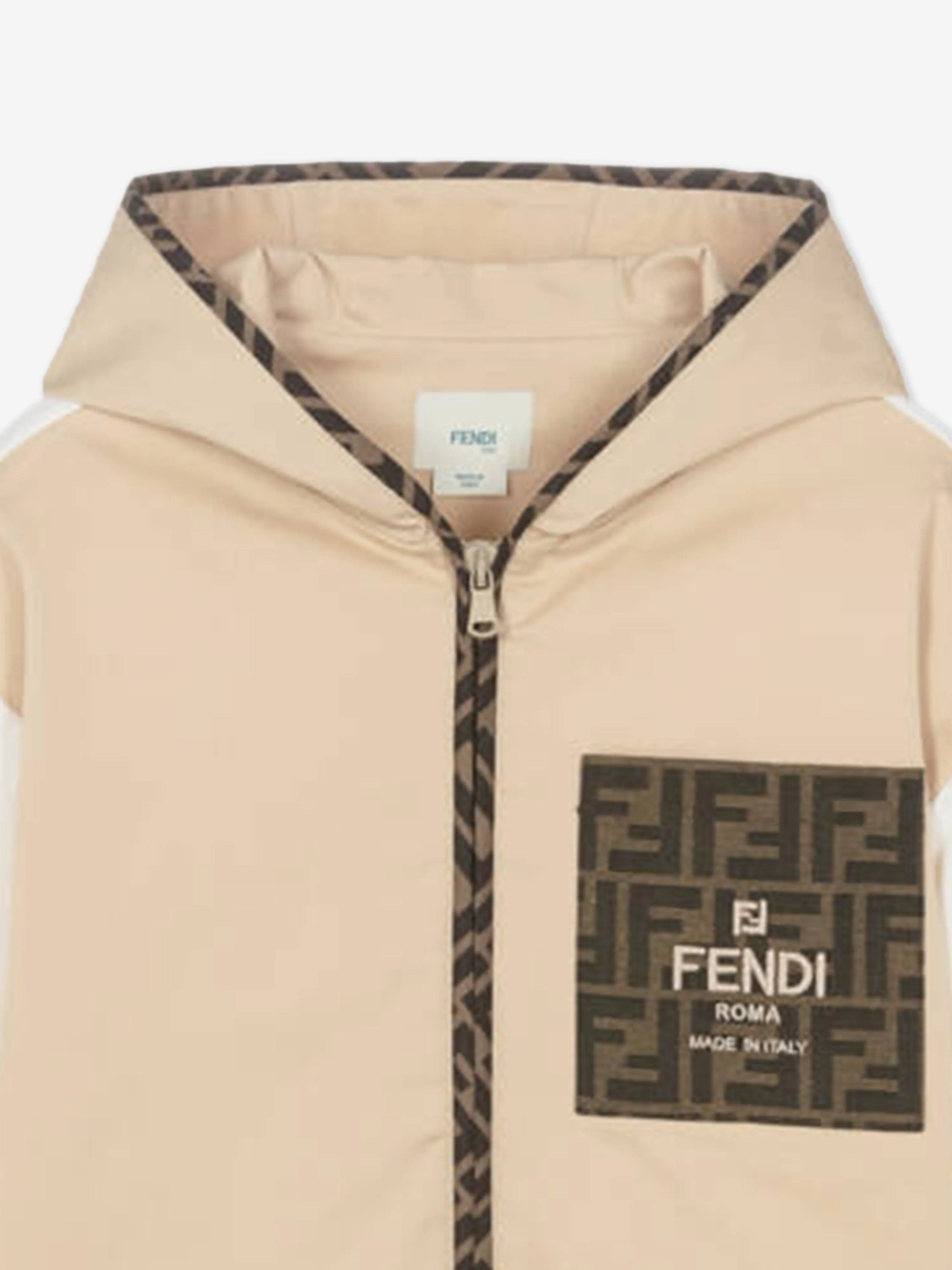 Boys Stretch Gabardine Zip Up Top in Beige