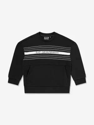 Boys Striped Logo Sweatshirt in Black