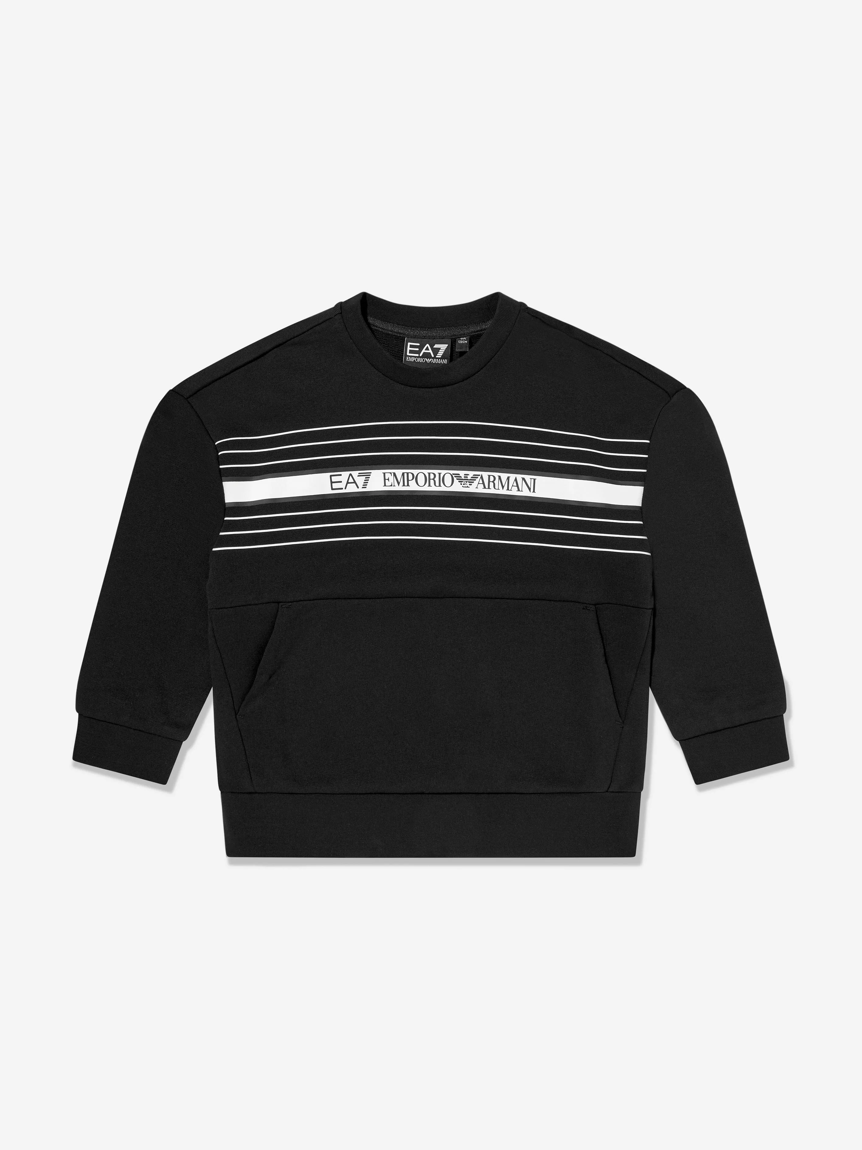 Boys Striped Logo Sweatshirt in Black