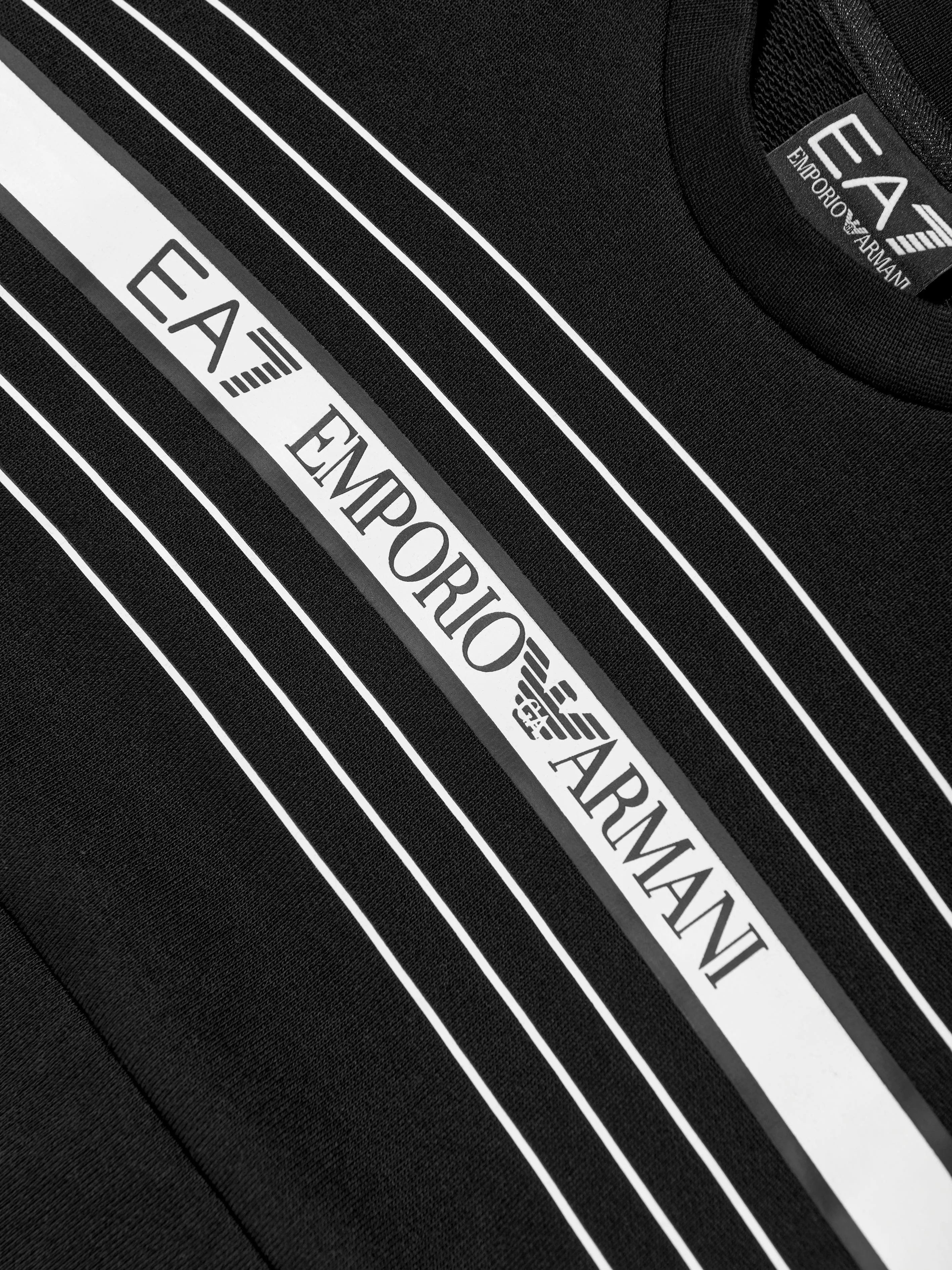Boys Striped Logo Sweatshirt in Black