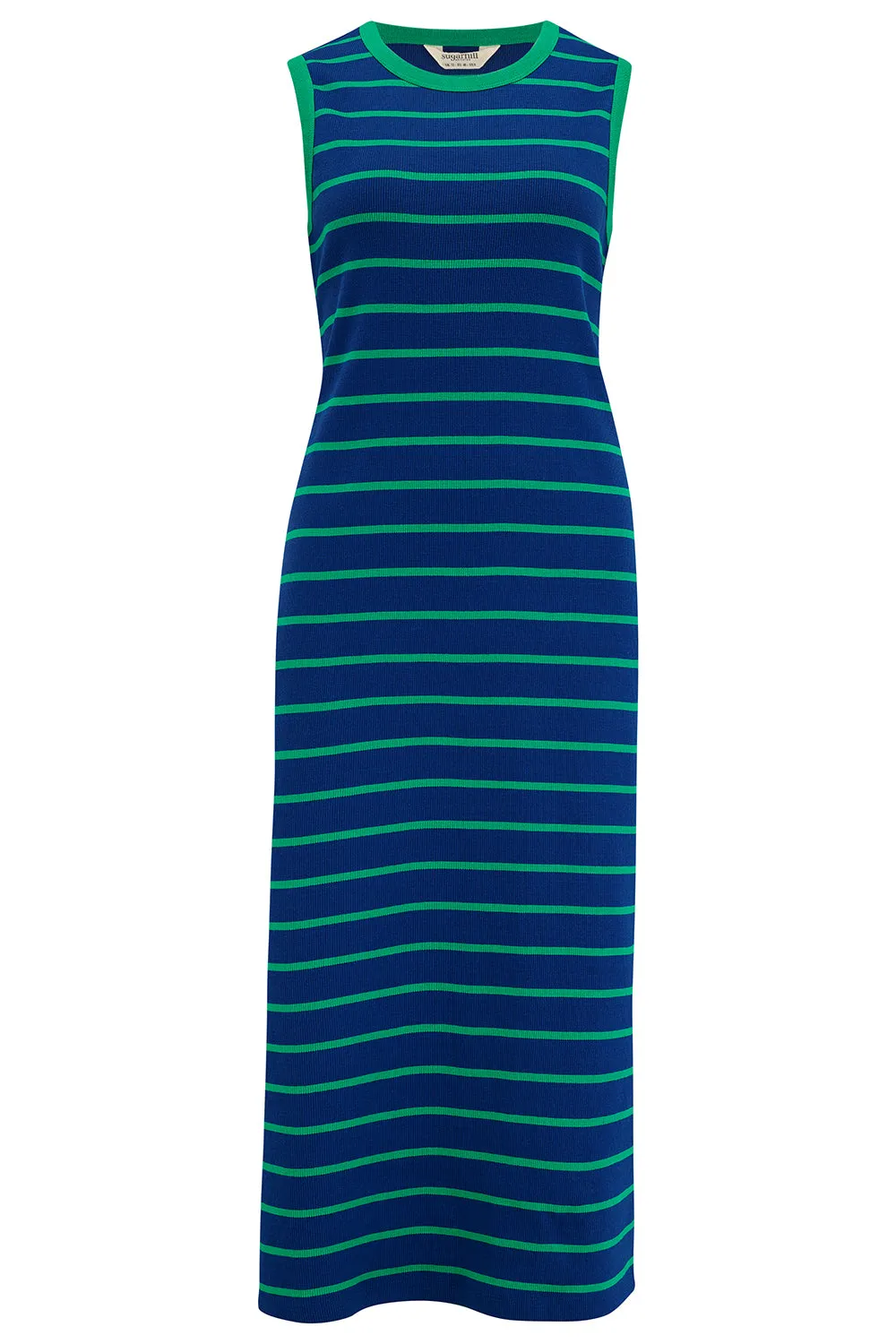 Brittany Midi Jersey Dress - Blue/Green Stripes